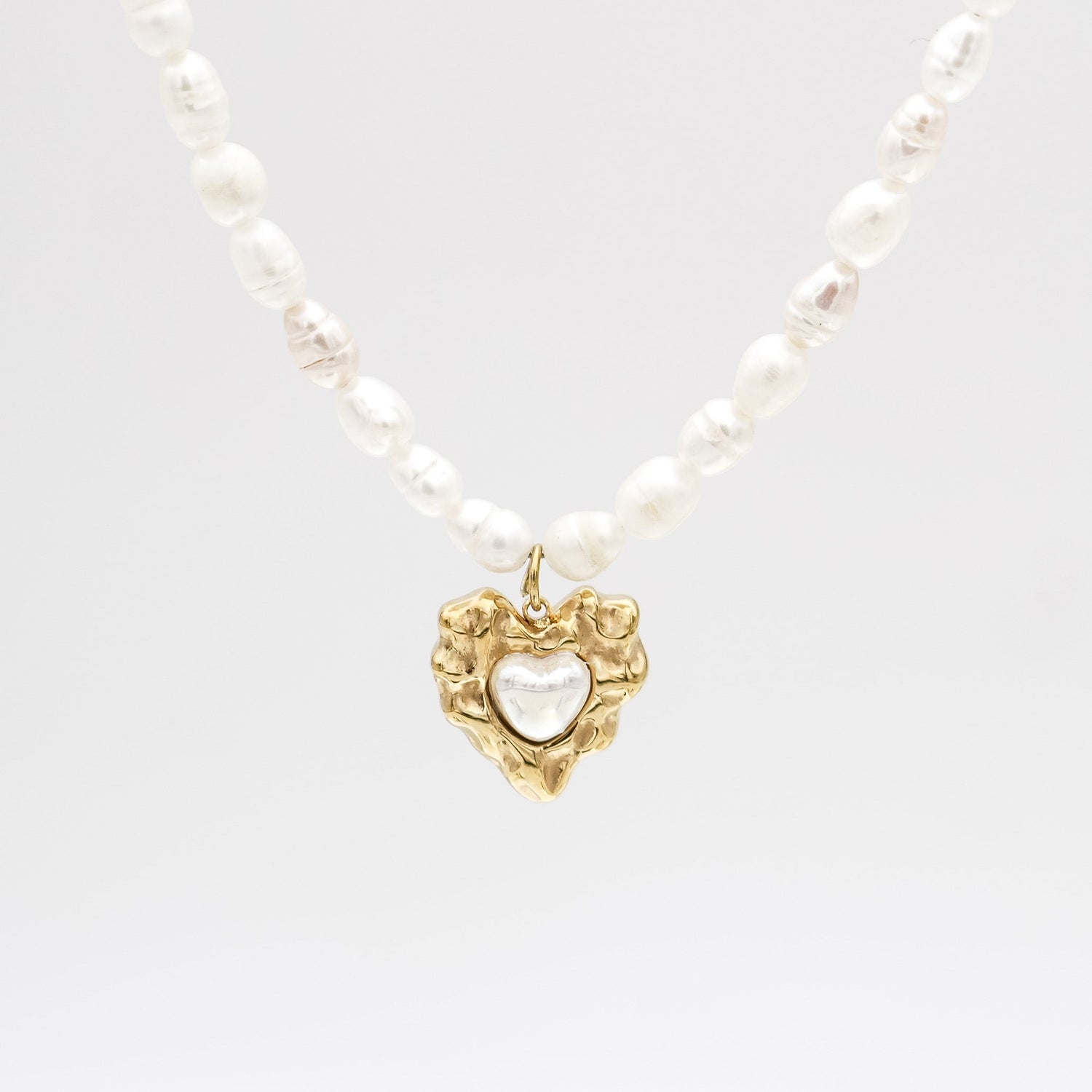Amber Pearl Heart Necklace