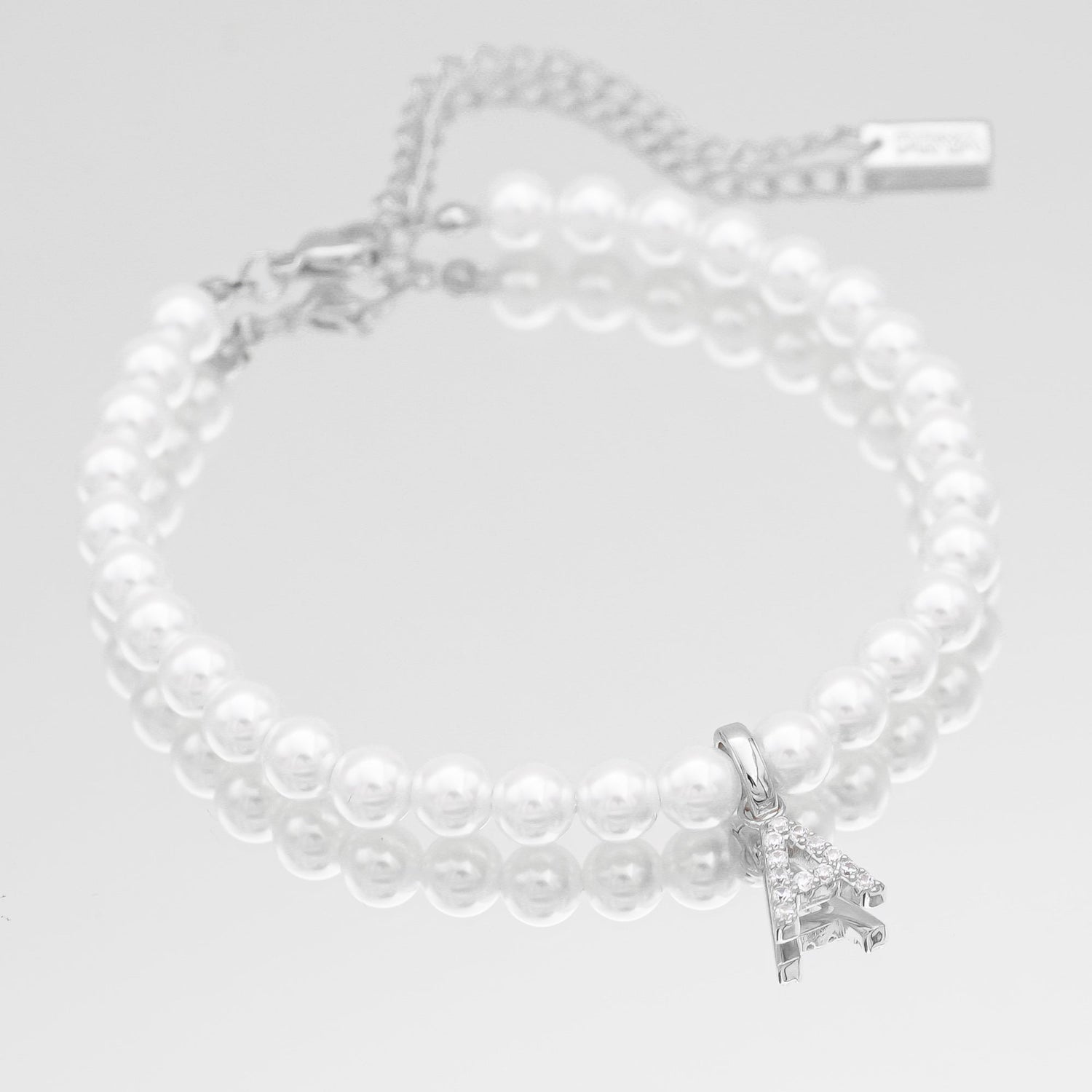 Pave Pearl Initial Anklet
