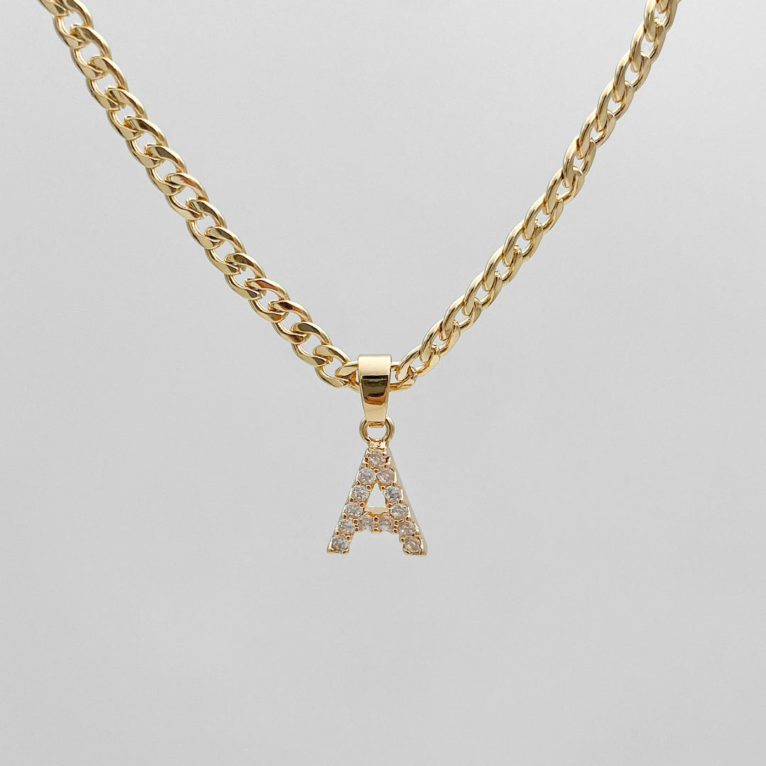Pave Initial Necklace | Cuban
