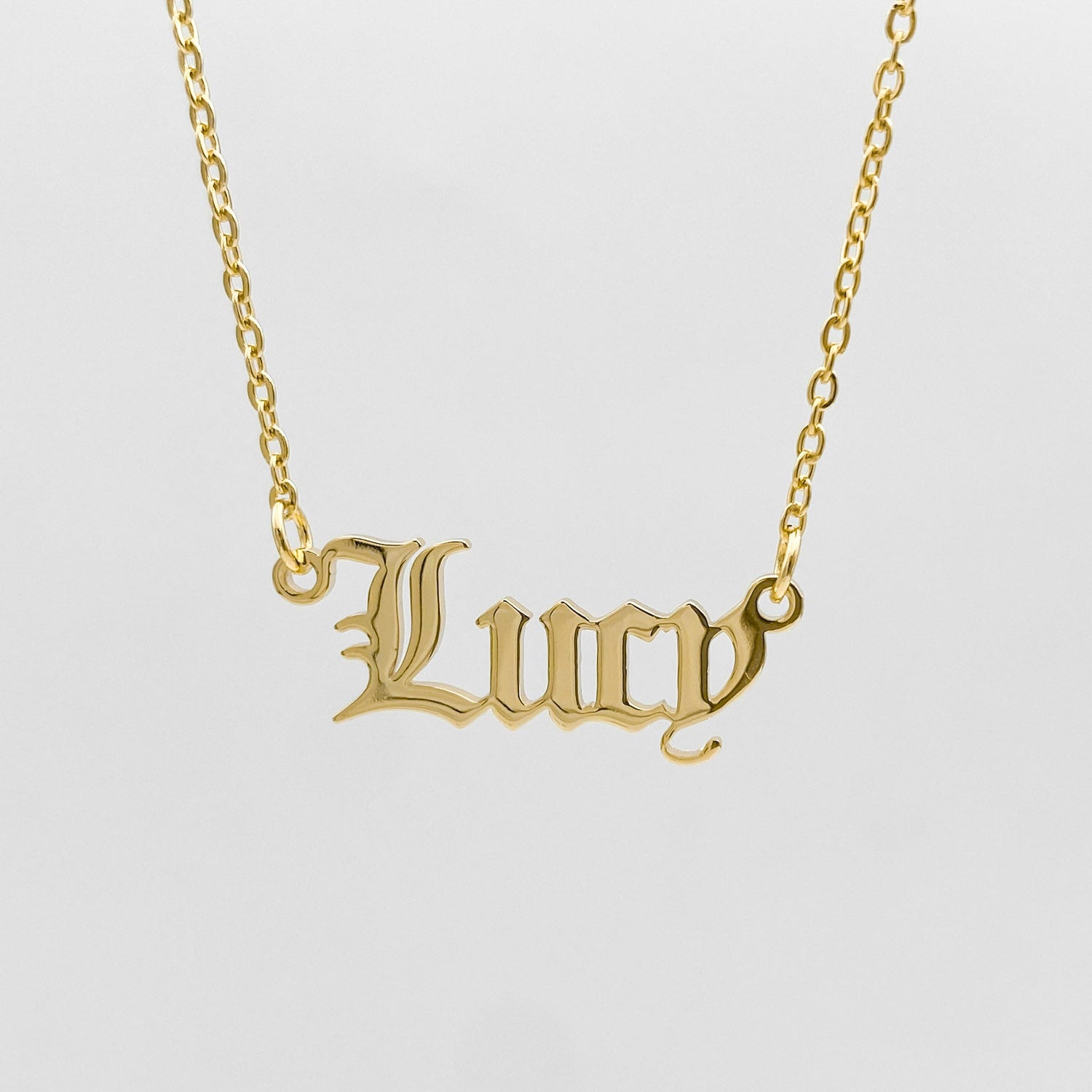 Old English Name Plate Necklace