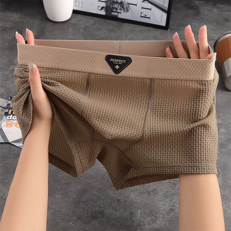 Men's underwear men's ice silk thin breathable summer trend personality 2025 new antibacterial crotch boxer corner shorts