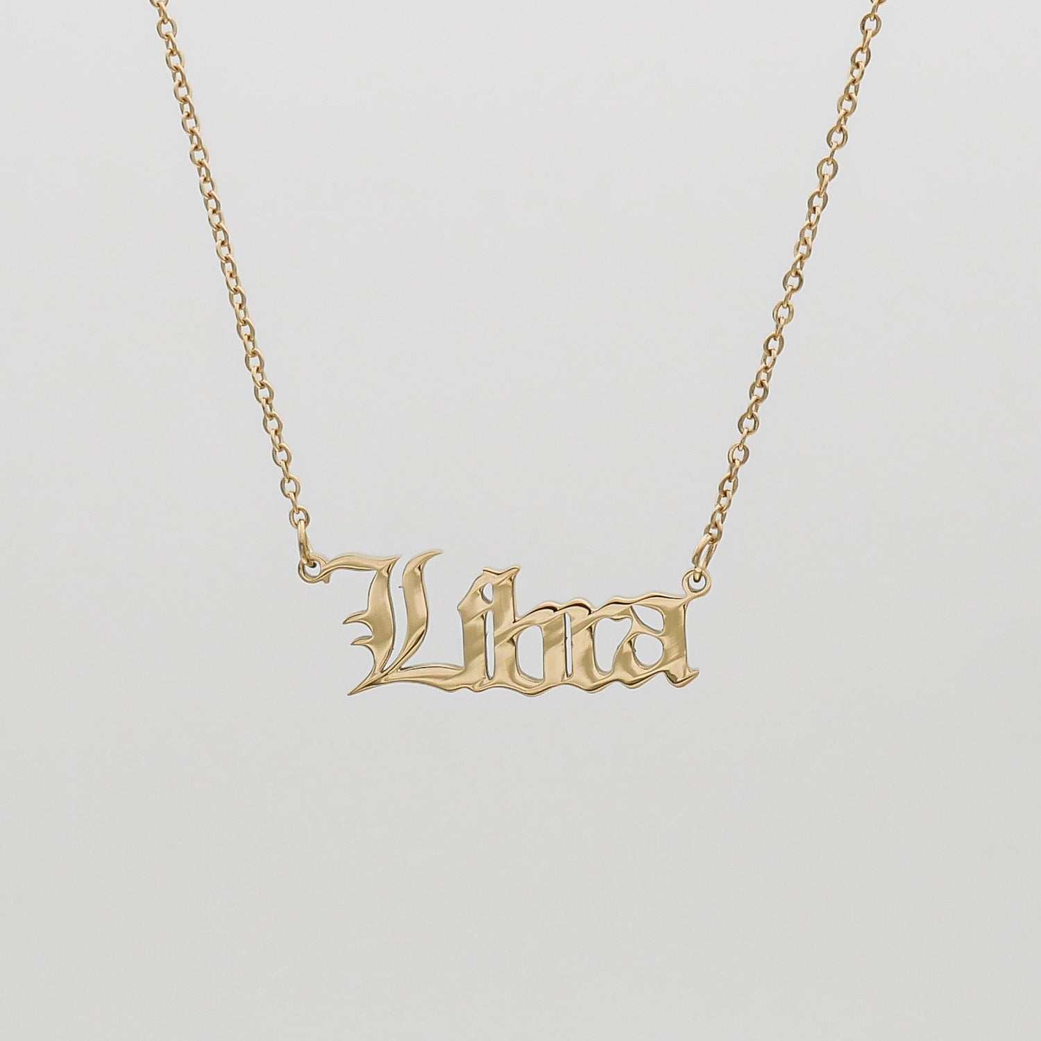 Old English Zodiac Name Necklace