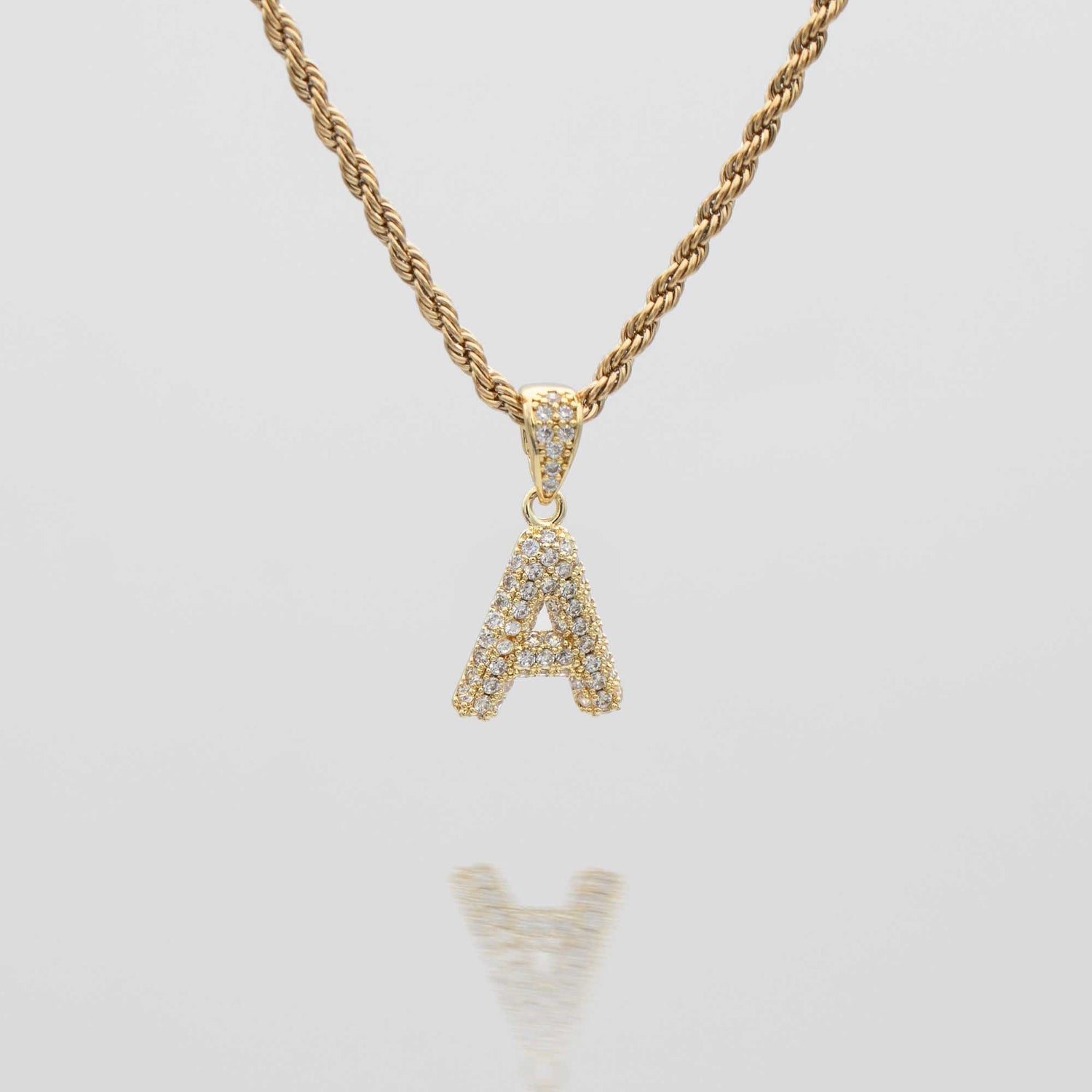 Pave Mini Bubble Initial Necklace